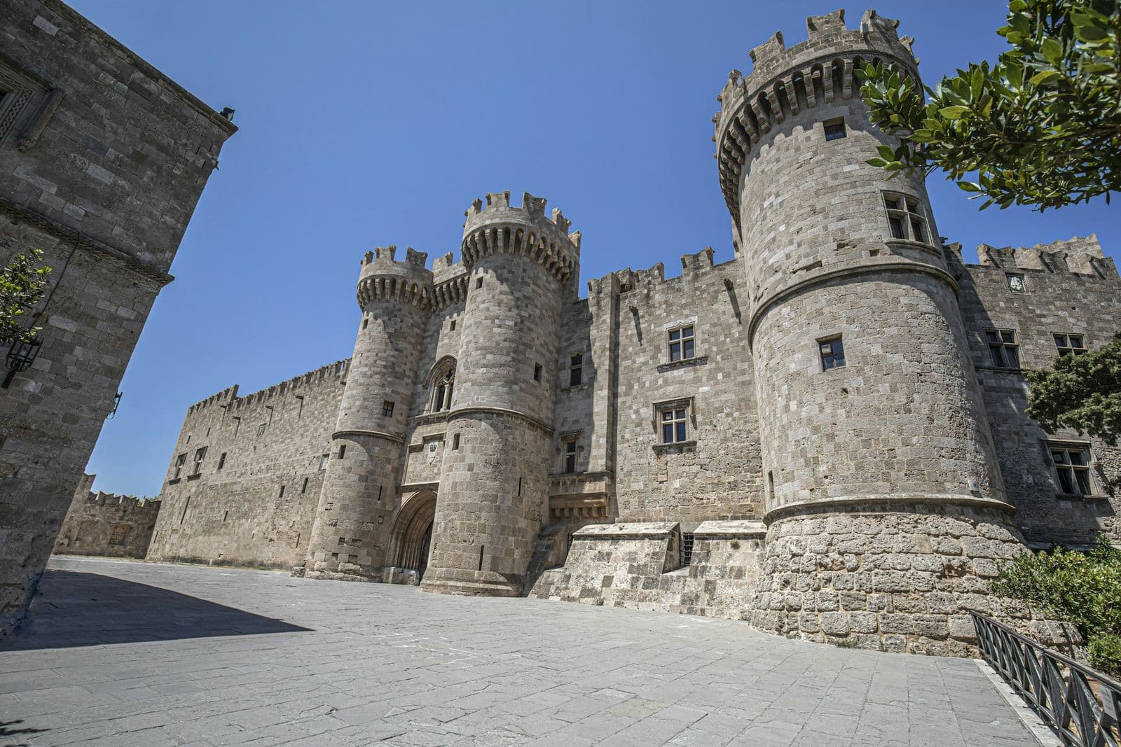 The towered main gate of the Palace of the Grand Master in Rhodes Old Town